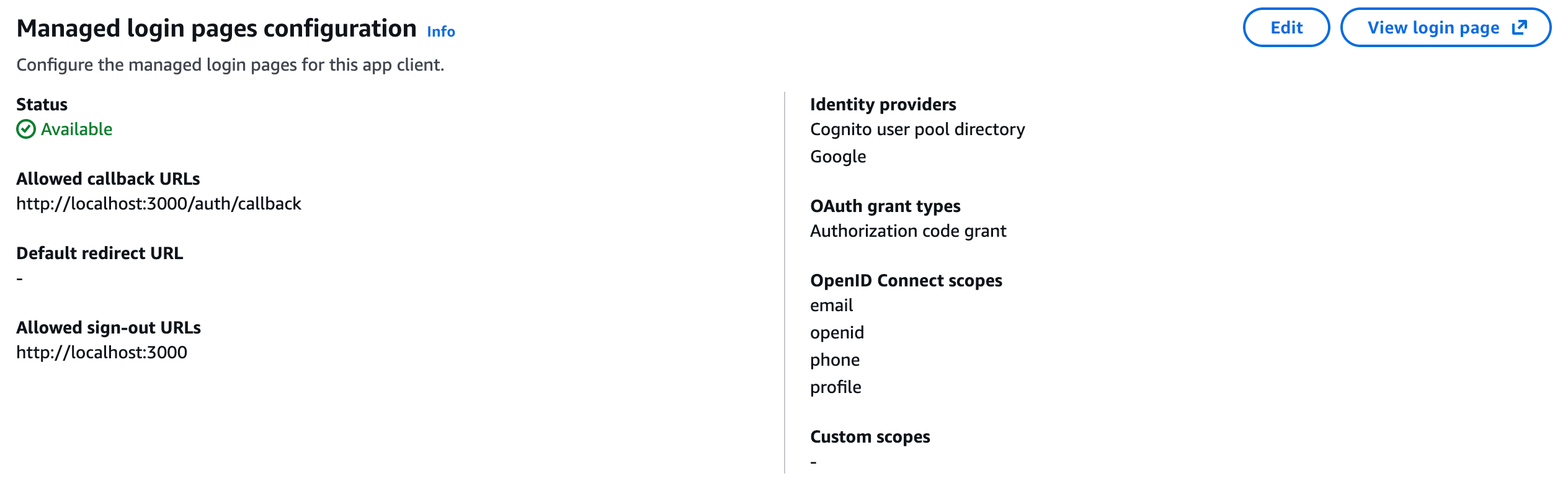 aws cognito — managed ui settings
